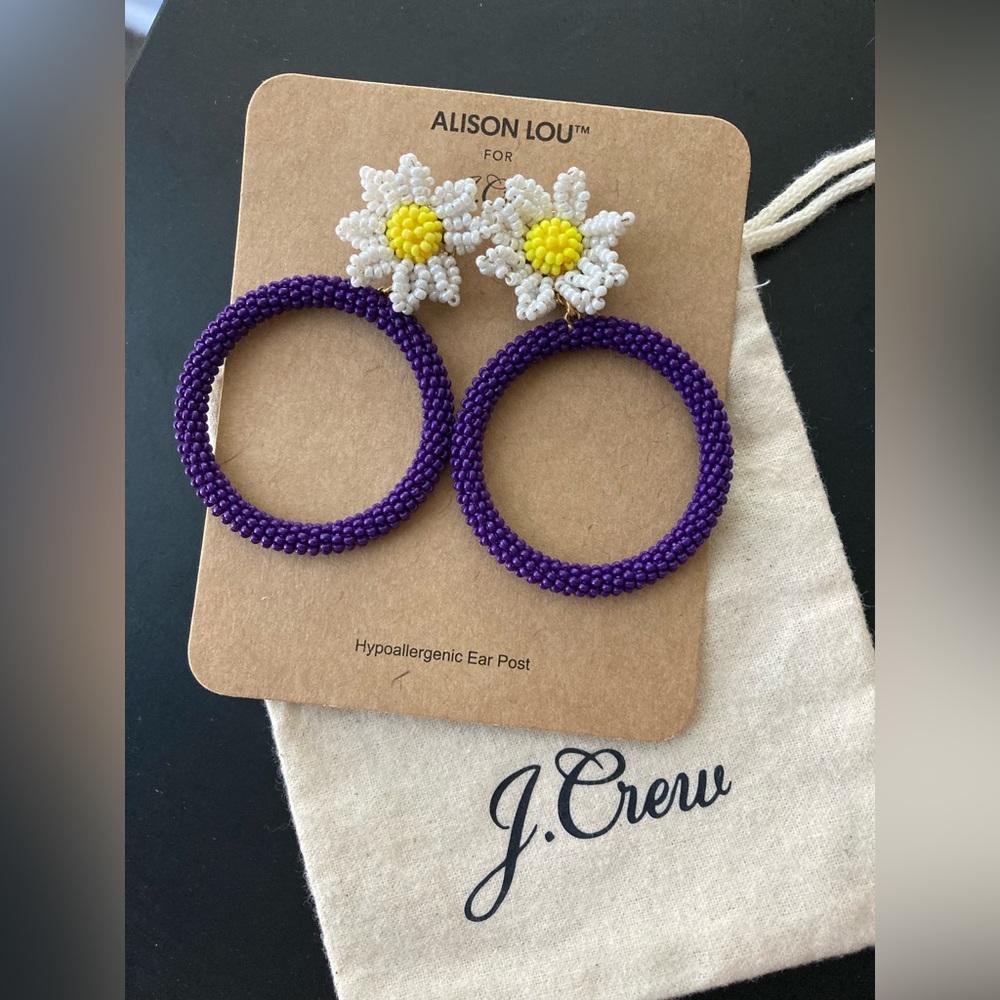 NWT Alison Lou for J.Crew Beaded Daisy Earrings
